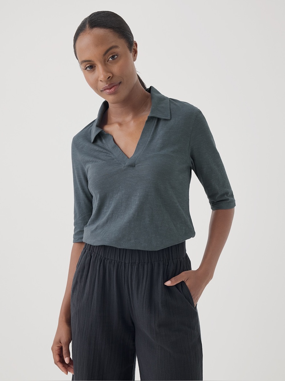 ‼️EUC: Pact Organic Featherweight Slub Polo Top - L